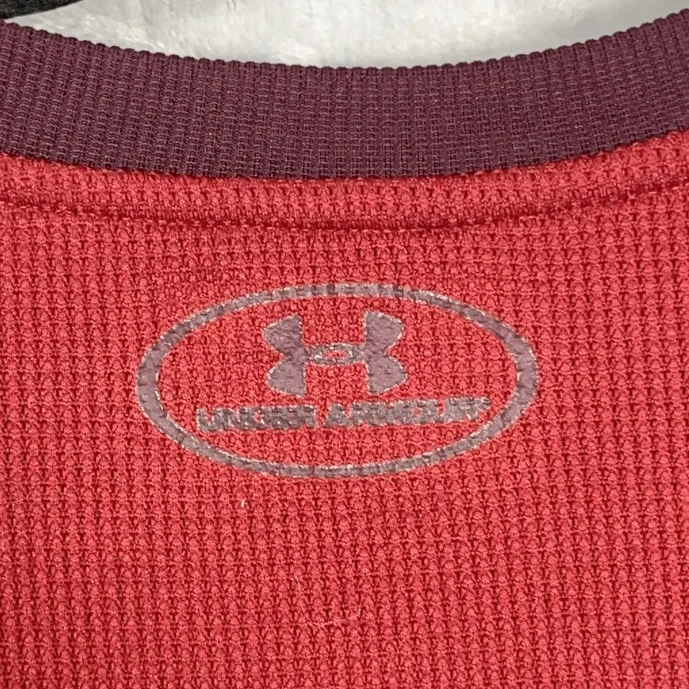 Under Armour Mens Loose Fit Cold Gear Waffle Knit Base Layer Shirt Red L Utility